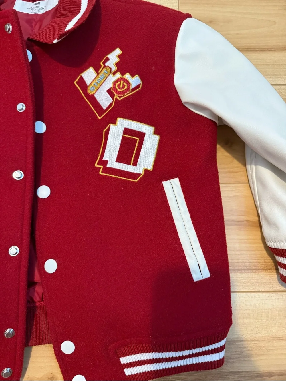 Kids Red Varsity Jacket with White Accents Football jacket